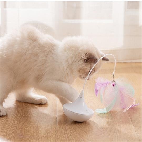 Automatic Rotation Feather Tumbler  Interactive Cat Toy 1