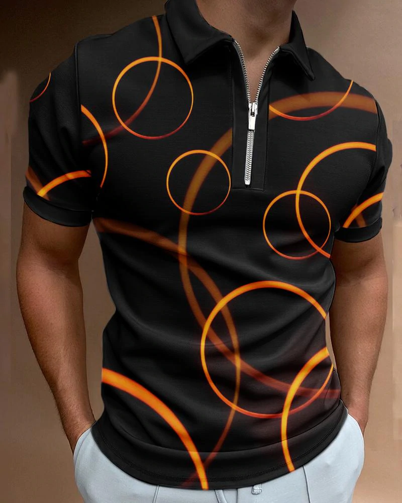 Men's Casual Chain Print POLO Shirt