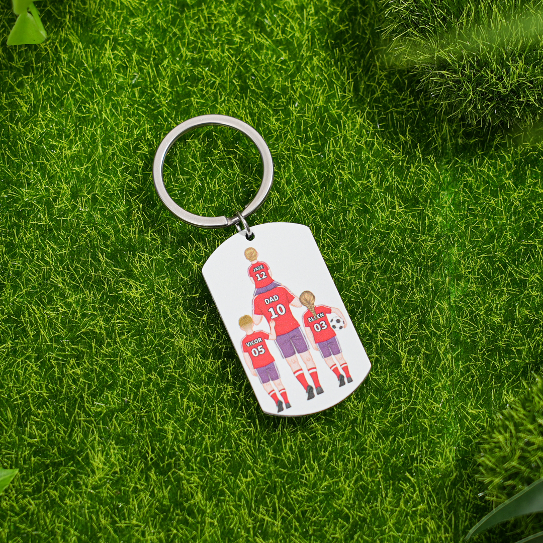 1-3 Names - Personalized Football Team Fist Keychain Customized Name Gift for Mum