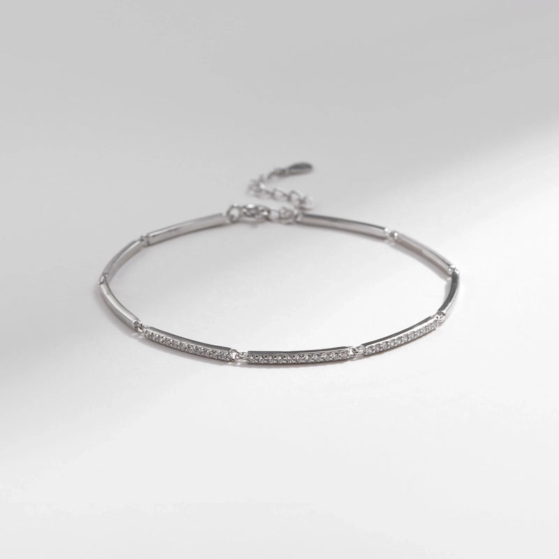 925 Sterling Silver Tube And Chain Half Chain Bracelets Minimalist