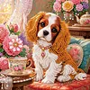 Tea Room Cavalier Special Shaped 5D DIY Partial Drill Diamond Painting Kits for Adults Beginners Home Decor Diamond Dots Paintings Diamond Art Kit 11.81 x11.81inch