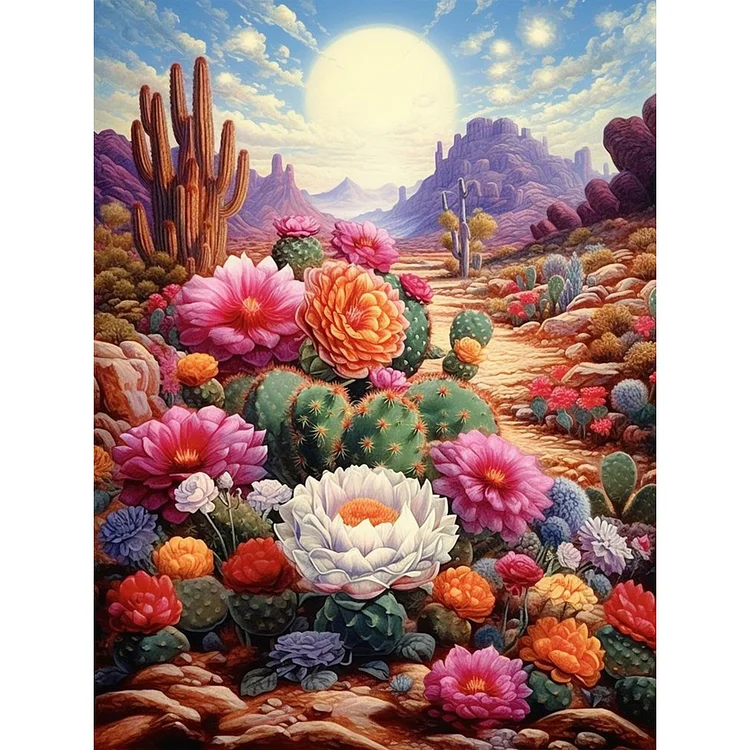 Desert Cactus Flower 30*40CM(Canvas) Full Round Drill Diamond Painting gbfke