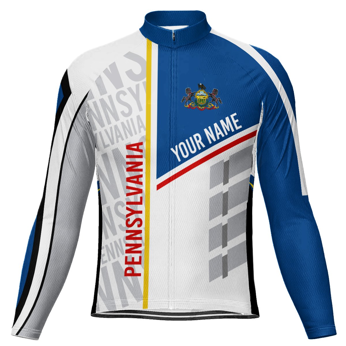 Customized Pennsylvania Long Sleeve Cycling Jersey for Men | captainssportss.com