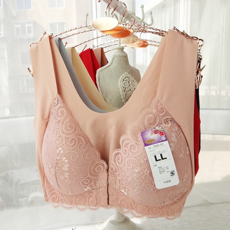 Bras-Plus Size Women Seamless Lace Bralette Wire Free Bra Front Closure Push Up Soutien Gorge One Piece Bras Cup L 2L 3L 4L 5L 6L Bh-Bras           new