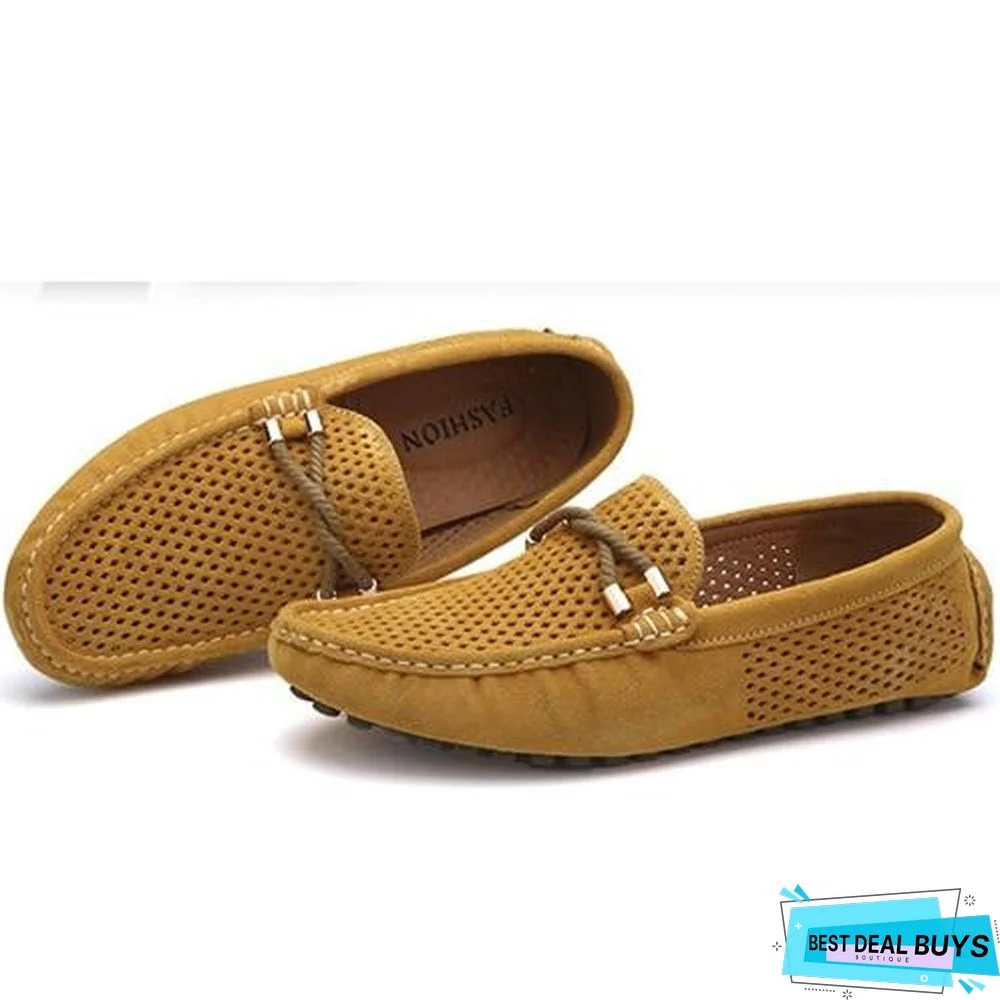 Summer Genuine Leather Men Shoes Casual Driving Shoes Moccasin Soft Breathable