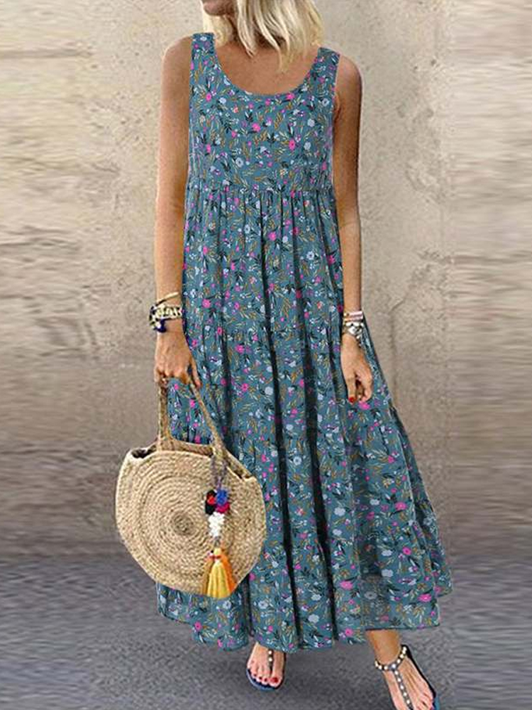 Floral Boho Printed Sleeveless Maxi Dress wearshes