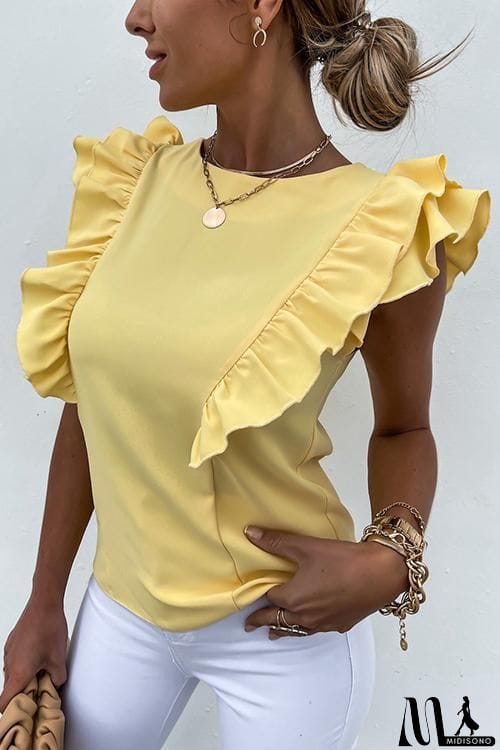 MidiSono - Ruffles Sleeveless T Shirt