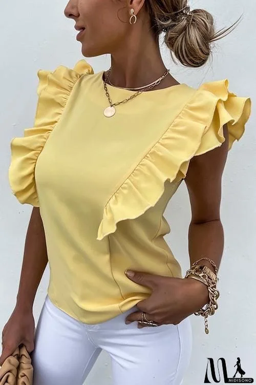 MidiSono - Ruffles Sleeveless T Shirt