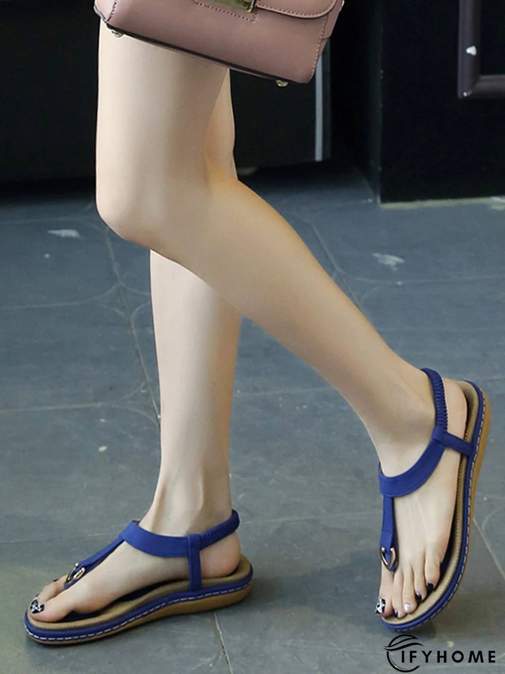 Women's Beach Metal Buckle Trim Flip-On Sandals | IFYHOME