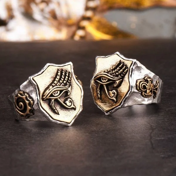 Sterling Silver Vintage Horus God's Eye Ring