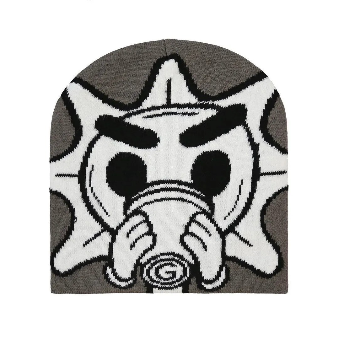 Uveng Uveng And Joker Wool Hat Autumn And Winter Cold And Warm Knit Hat Fashion Cartoon Pattern Jacquard Hat