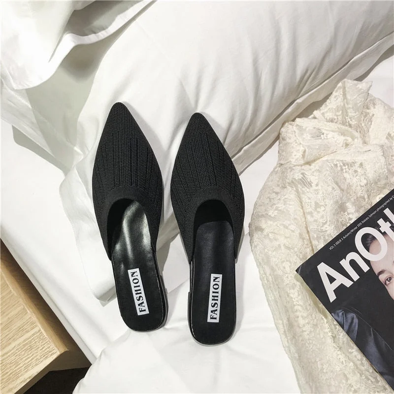 Comemore 2021 New Women's Summer Mules Fashion Female Flipflop Yellow Office Slippers Flat Sandals Women Spring Slides Shoes 43