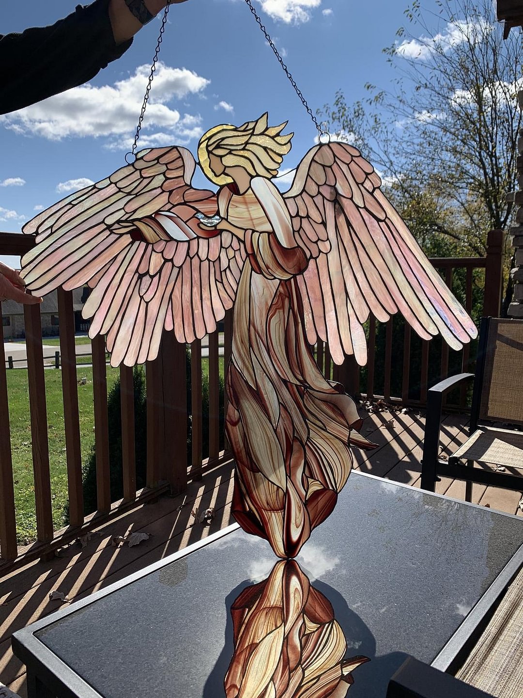 Angel With Dove Stained Glass