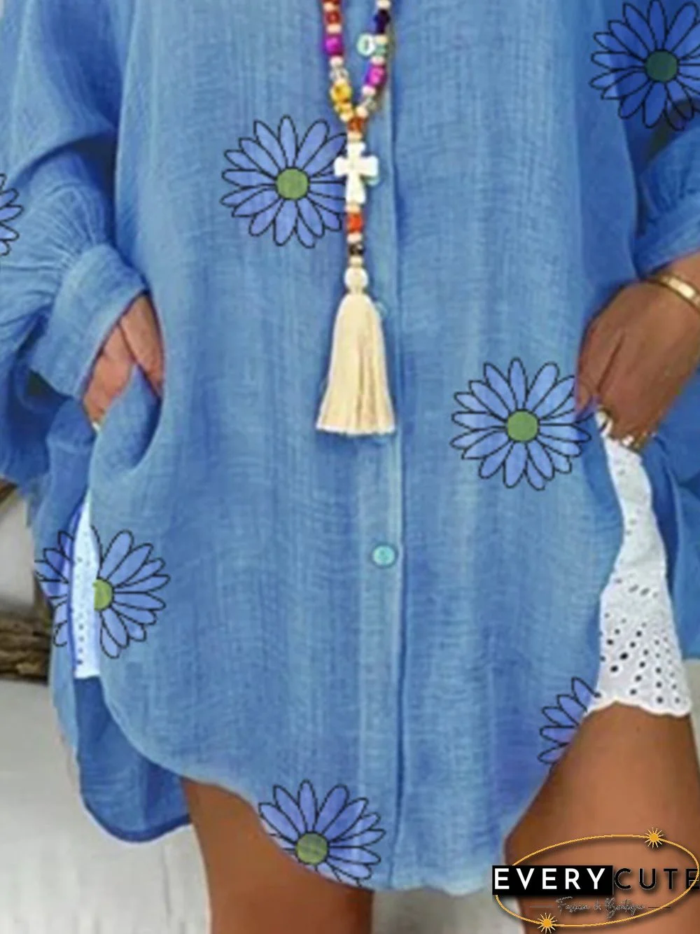 Casual Long Sleeve V Neck Tops