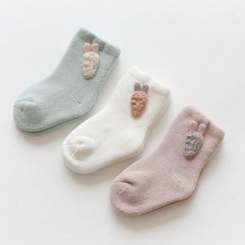 3 Pairs/lot 0 to 24M Autumn Winter Warm Baby Socks Super Thick Terry Socks For Newborns Infants Girs Cute Animal Kids Socks Boys