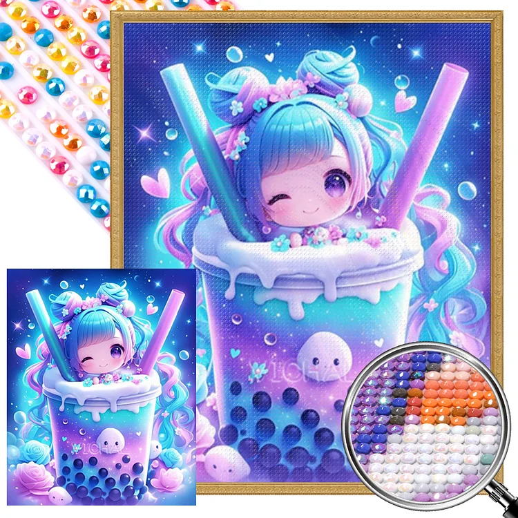 Tea Cup Girl 40*50CM (Canvas) AB Full Round Drill Diamond Painting gbfke