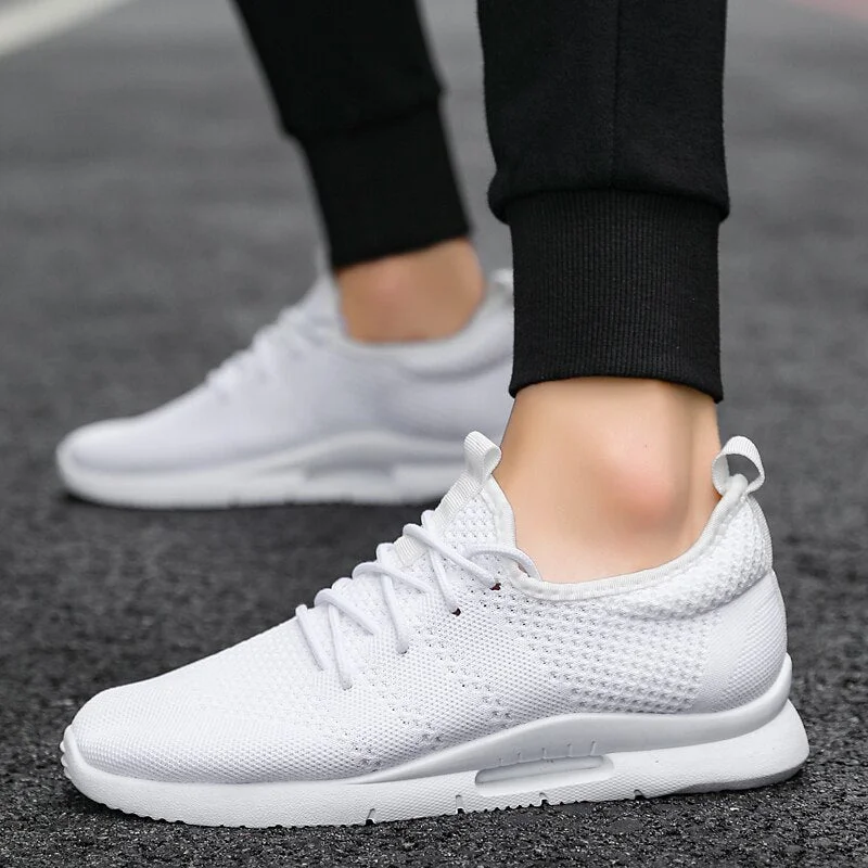 Men Sneakers 2021 Fashion Breathable Mesh Slip-On Men Shoes Summer Men Loafers High Quality Black White Red Male Socks Footwear