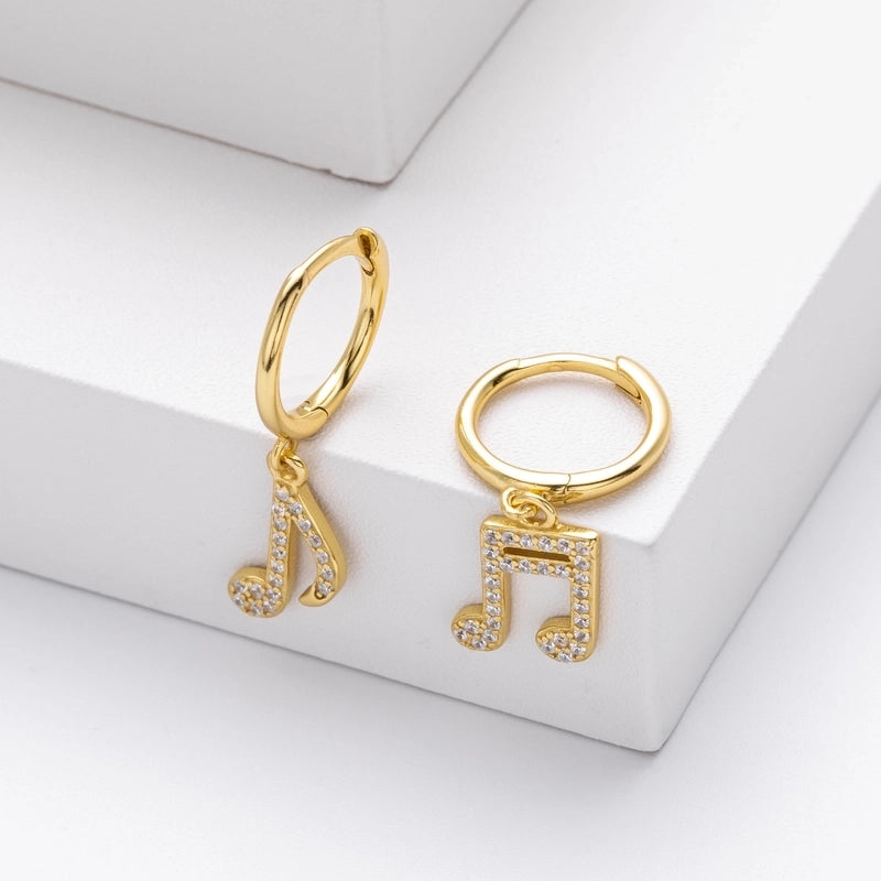 1 Pair 925 Sterling Silver Zircon Notes Drop Earrings