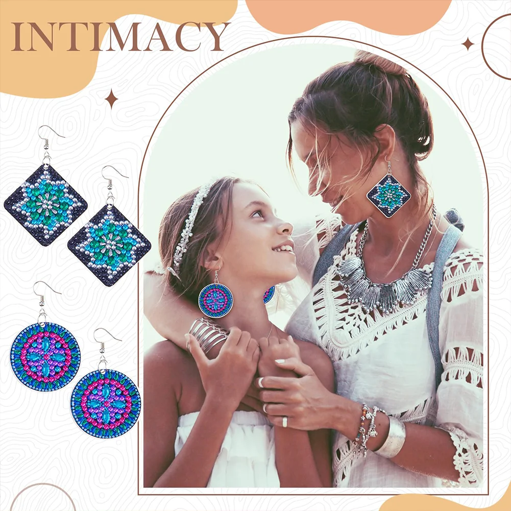 8Pairs Double Sided Diamond Painting DIY Earring Making Kit for Women Girls