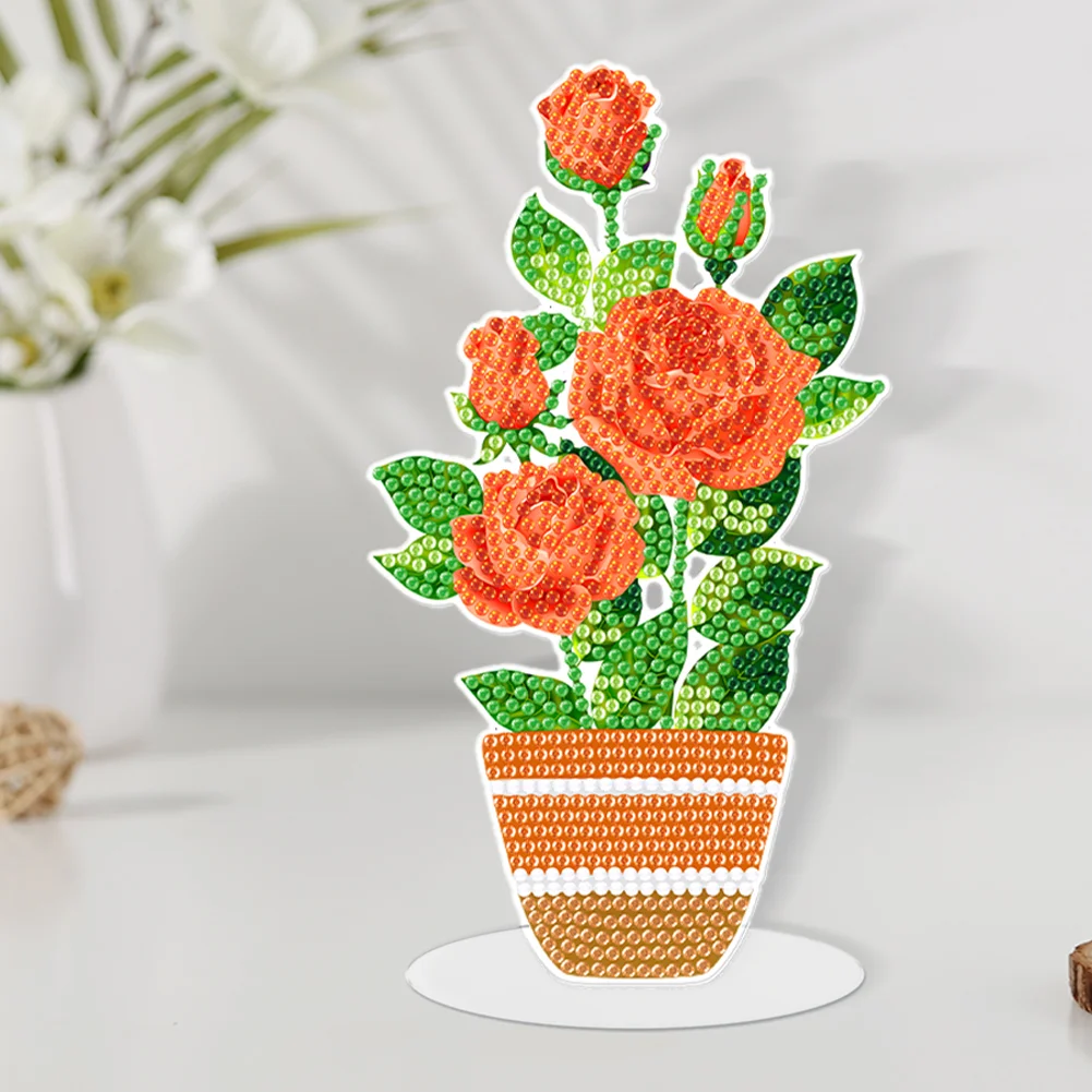 Orrange Rose DIY Diamonds Painting Ornaments Handmade Acrylic(Single Side)