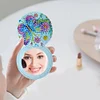 (US Local)DIY Diamond Art Portable Cosmetic Mirror Round Diamond Painting Crafts (Bird)