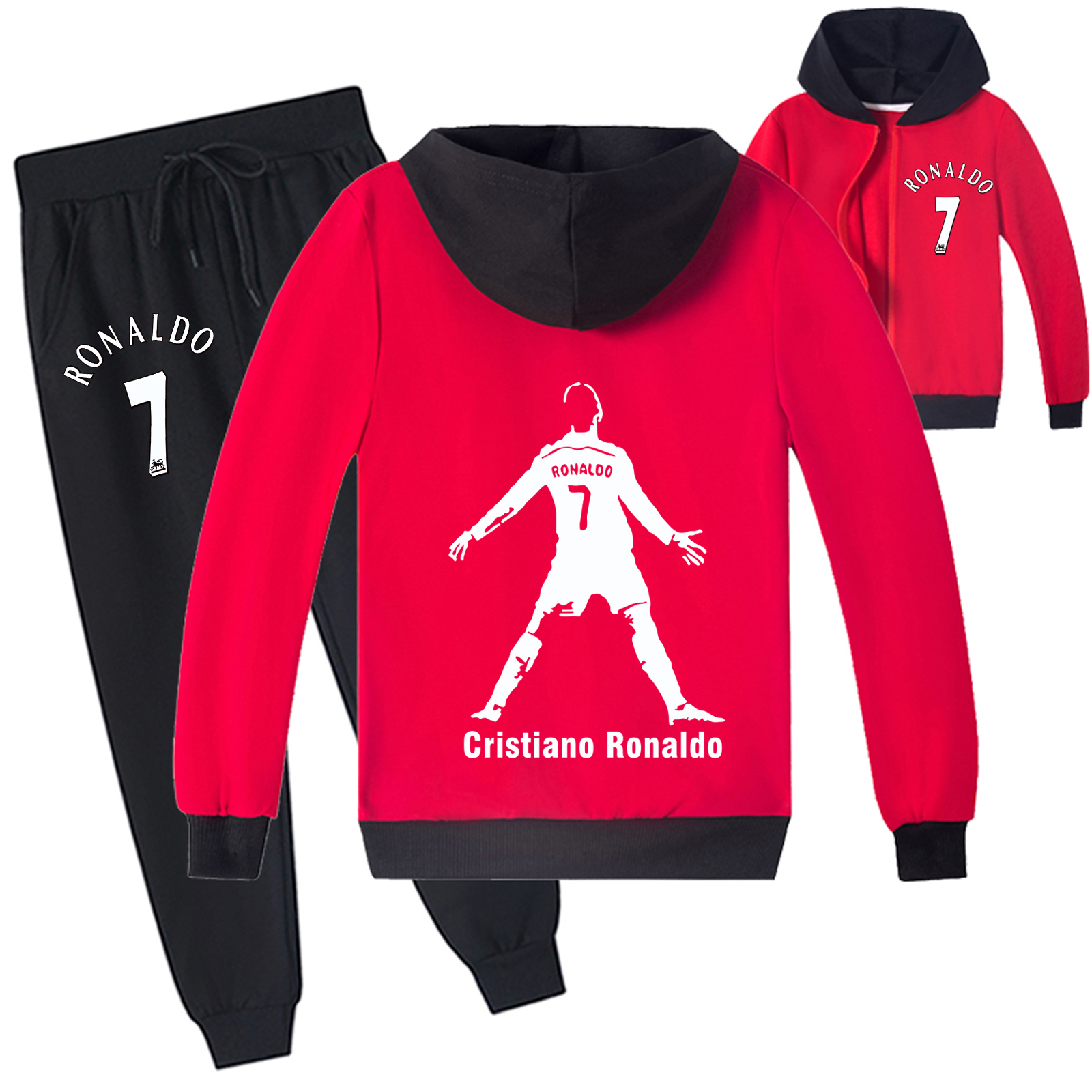 Mayoulove Cristiano Ronaldo Zipper Tracksuit for Boys  Girls - Trendy Sportswear, Perfect for Young Fans-Mayoulove