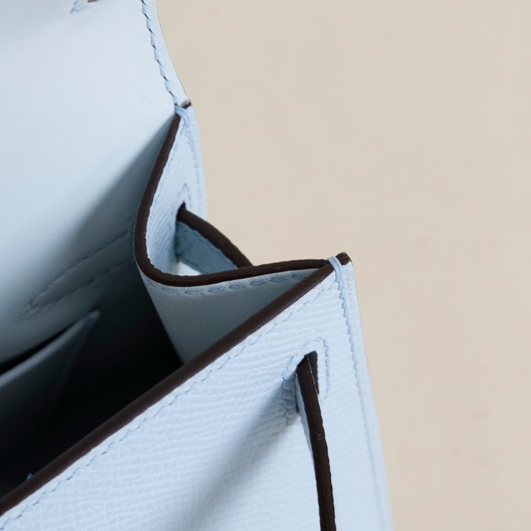 Mini Kelly II Epsom T0 Bleu Brume GHW