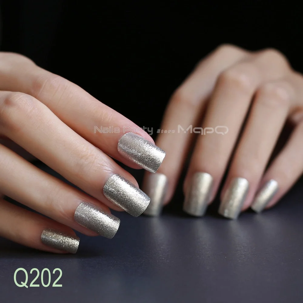 false nails Golden flash Christmas green red square long fake nails 24pcs Deep navy blue Artistic nails Purple gray Gorgeous-Nail Inspo