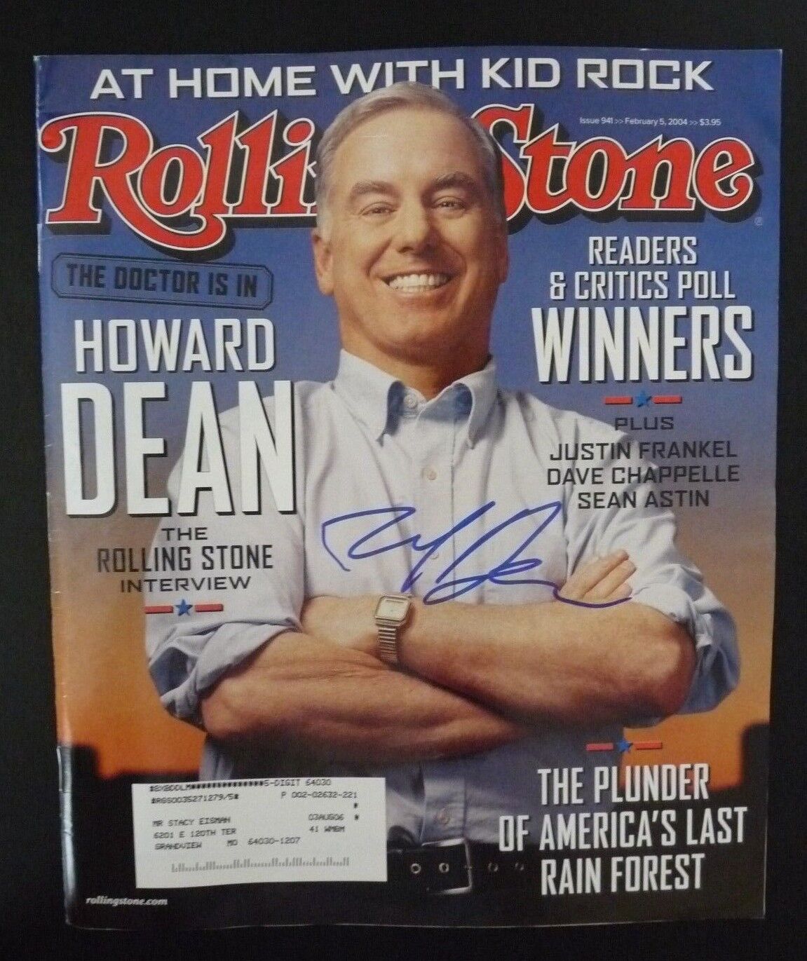 Howard Dean Signed R.S. President Magazine Cover Photo Poster painting PSA or Beckett Guaranteed