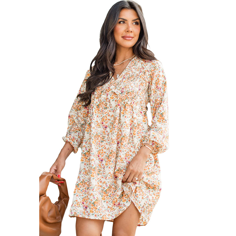 Mature Women Casual Summer Fashion Vacation Style Flower Printing Dress