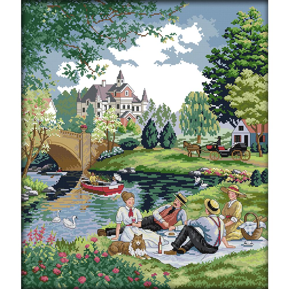 

Picnic Outside - 14CT Stamped Cross Stitch - 47*54cm, 501 Original