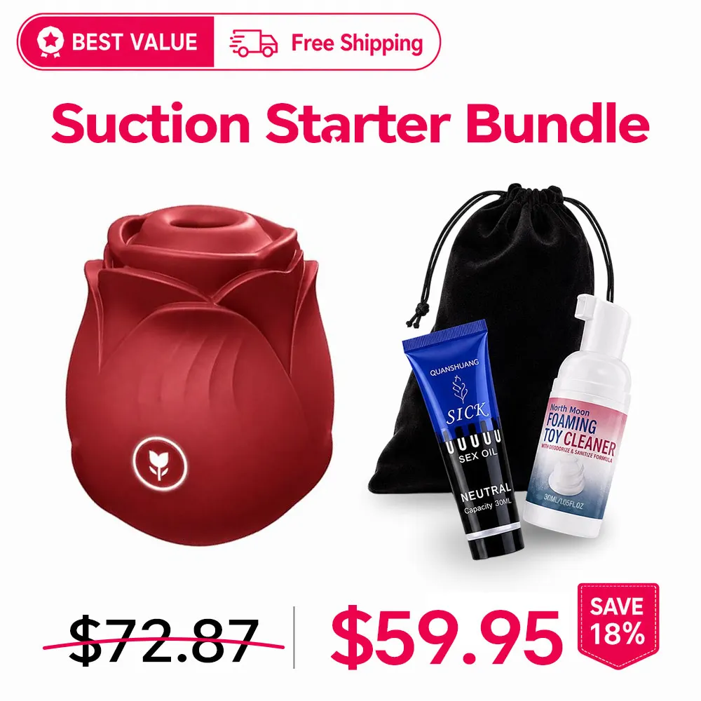 Black Amora Rose Clit Suction Massager