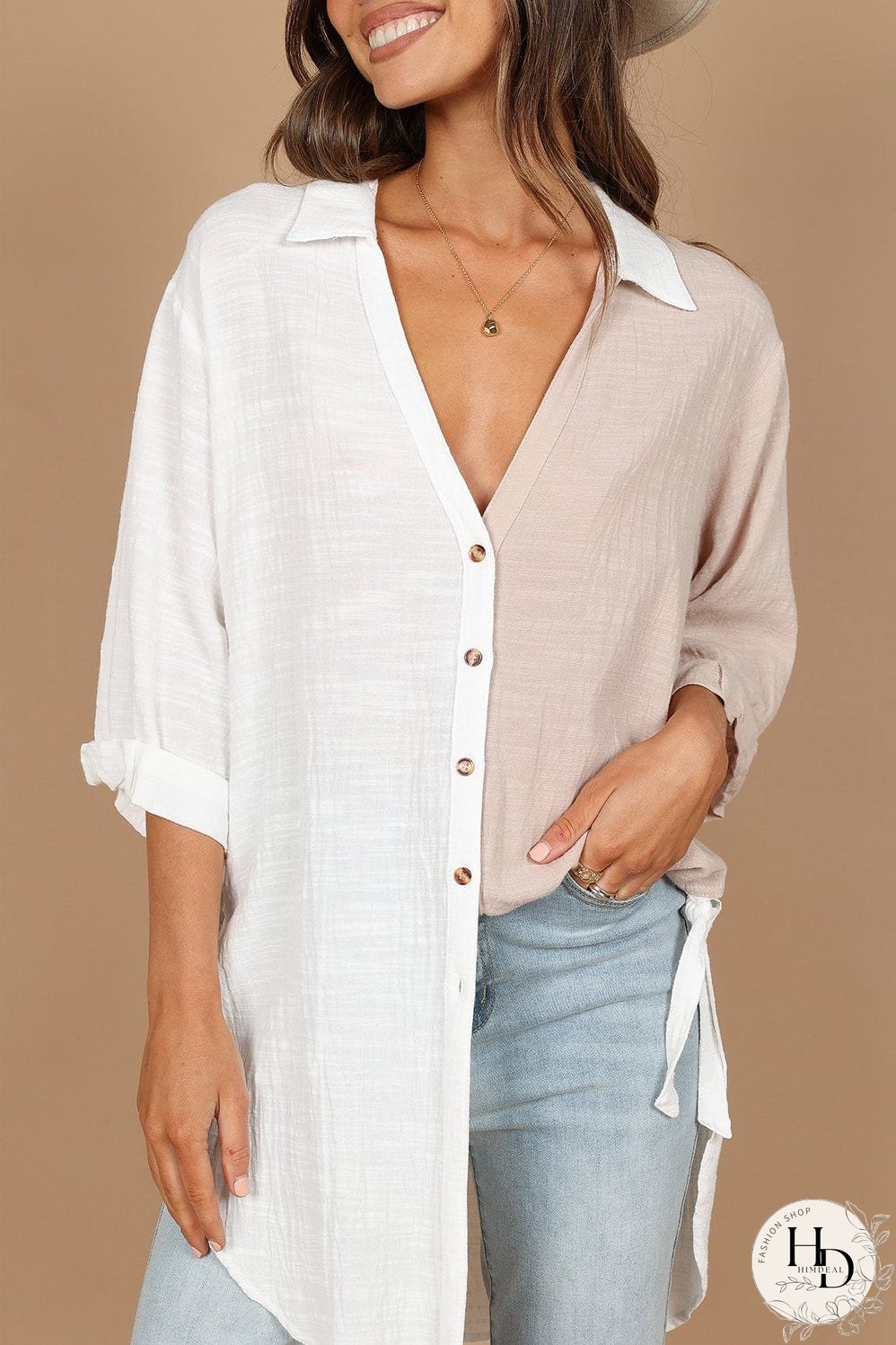 Stylish Linen and Cotton Blend Top