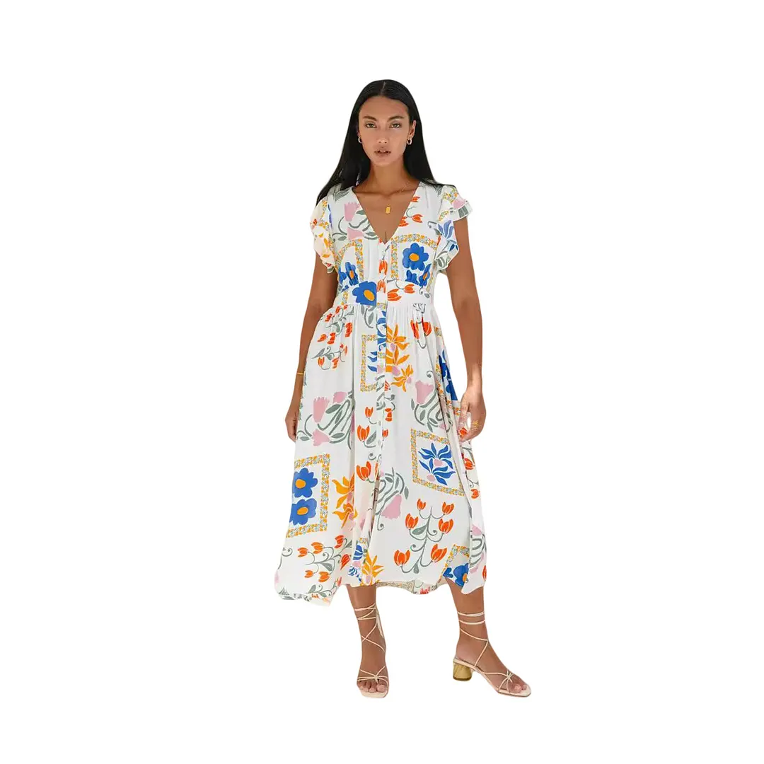 Brownm Brownm 24 Spring / Summer Flower Print Single Breasted Dress 88157