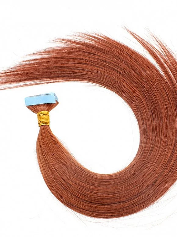 Auburn Orange Silk Straight Tape In Hair Extensions [Tape05]