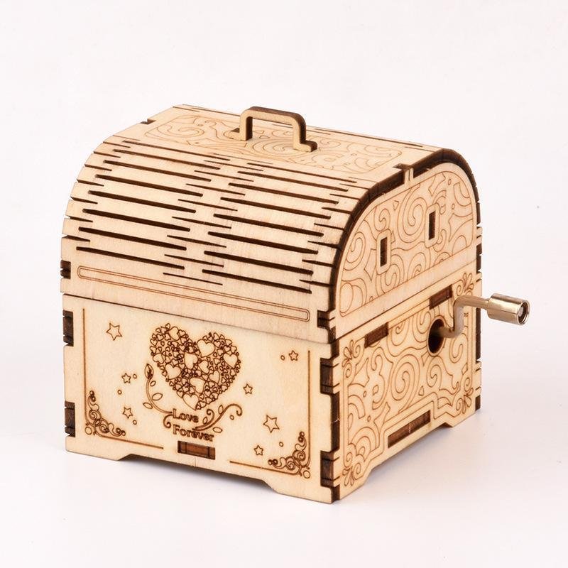 Heart and Lover Puzzle Wood Assembly Model Music Sound Box Gift
