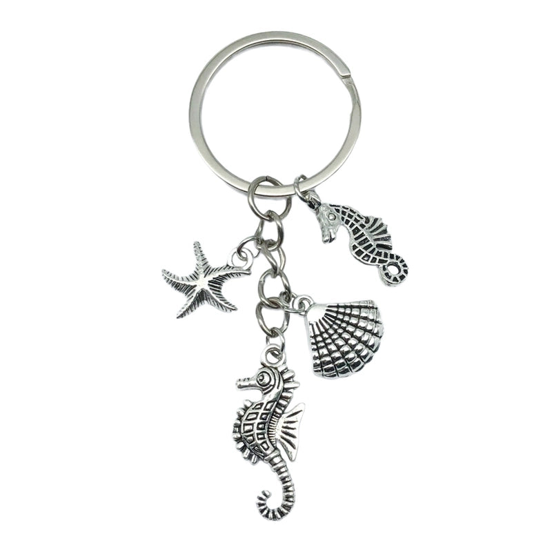 Cute Marine Style Starfish Mermaid Shell Alloy Enamel Bag Pendant Keychain