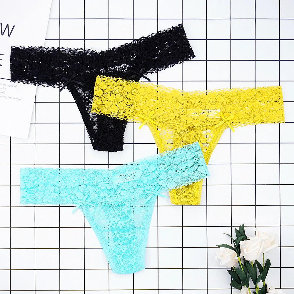 Billionm Sexy Full Lace Panties Women Thongs Hollow Out String Transparent Seamless Underpants Tangas Super Low Waist T-back