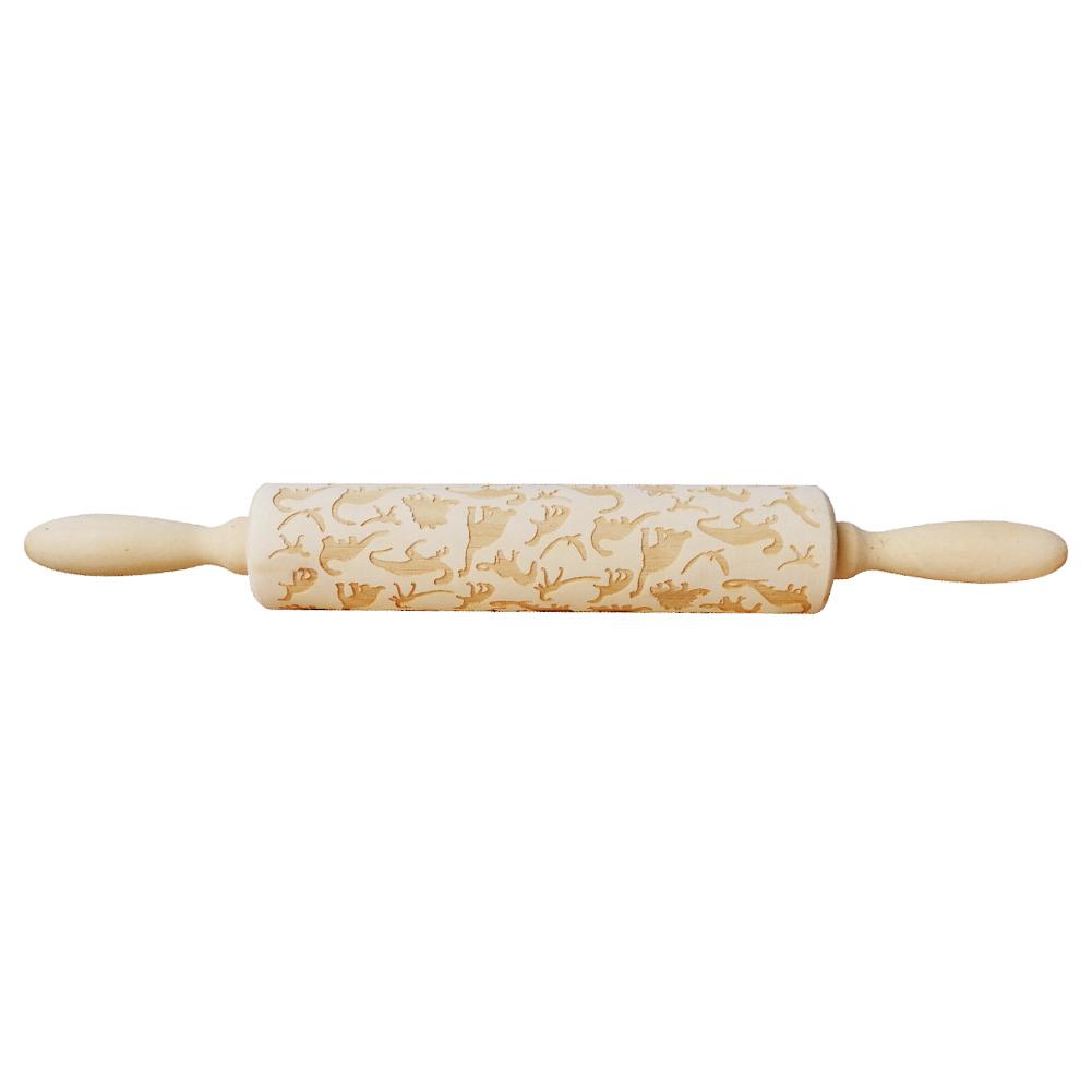 

Wood Dinosaur Embossing Engraved Rolling Pin for DIY Baking Cookies Noodle, 501 Original