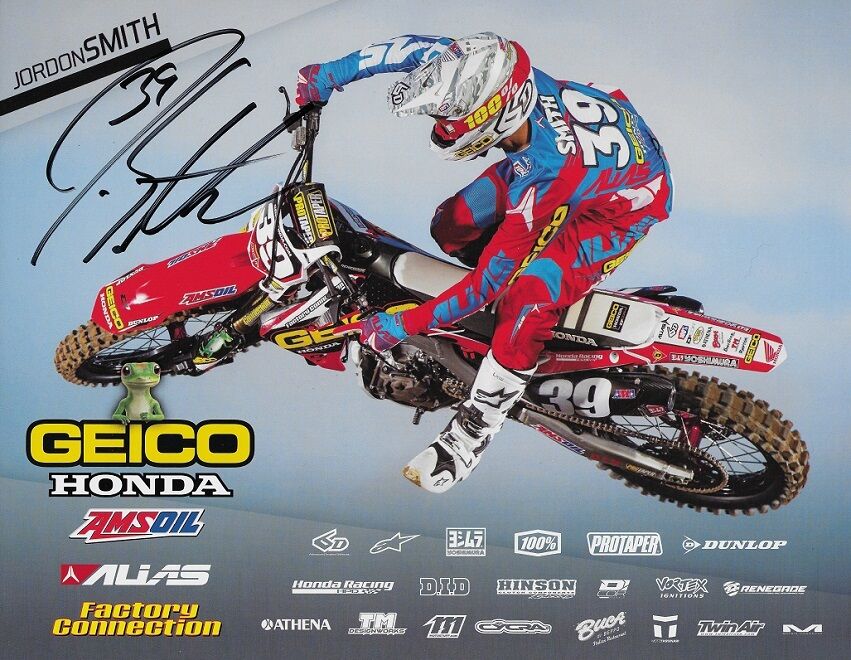 *JORDON SMITH*SIGNED*AUTOGRAPHED*Photo Poster painting*CARD*GEICO*HONDA*SUPERCROSS*8.5x11