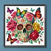 Blumen Schmetterling Schädel - speziell geformtes Diamond Painting - 30*30cm