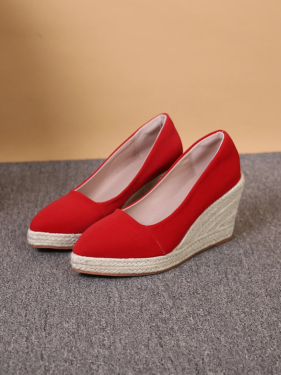 Wongn Wongn And Autumn Slope With Thick Platform High Heel Pointed Single Shoes Women Grass Hemp Rope Bottom