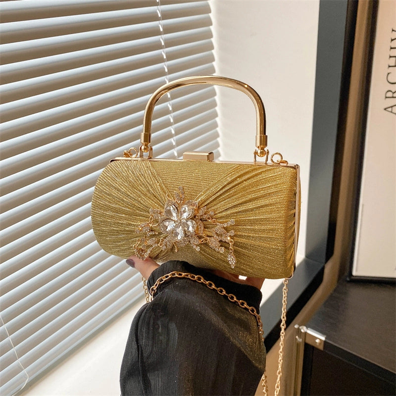 Women’s Pu Leather Solid Color Elegant Classic Style Square Clamp Handbag Crossbody Bag Evening Bag