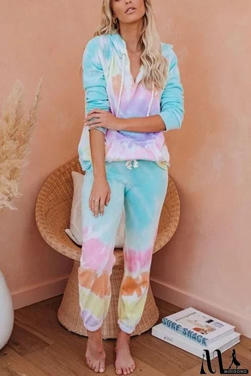 MidiSono - Tie Dye Flower Casual Hoodie