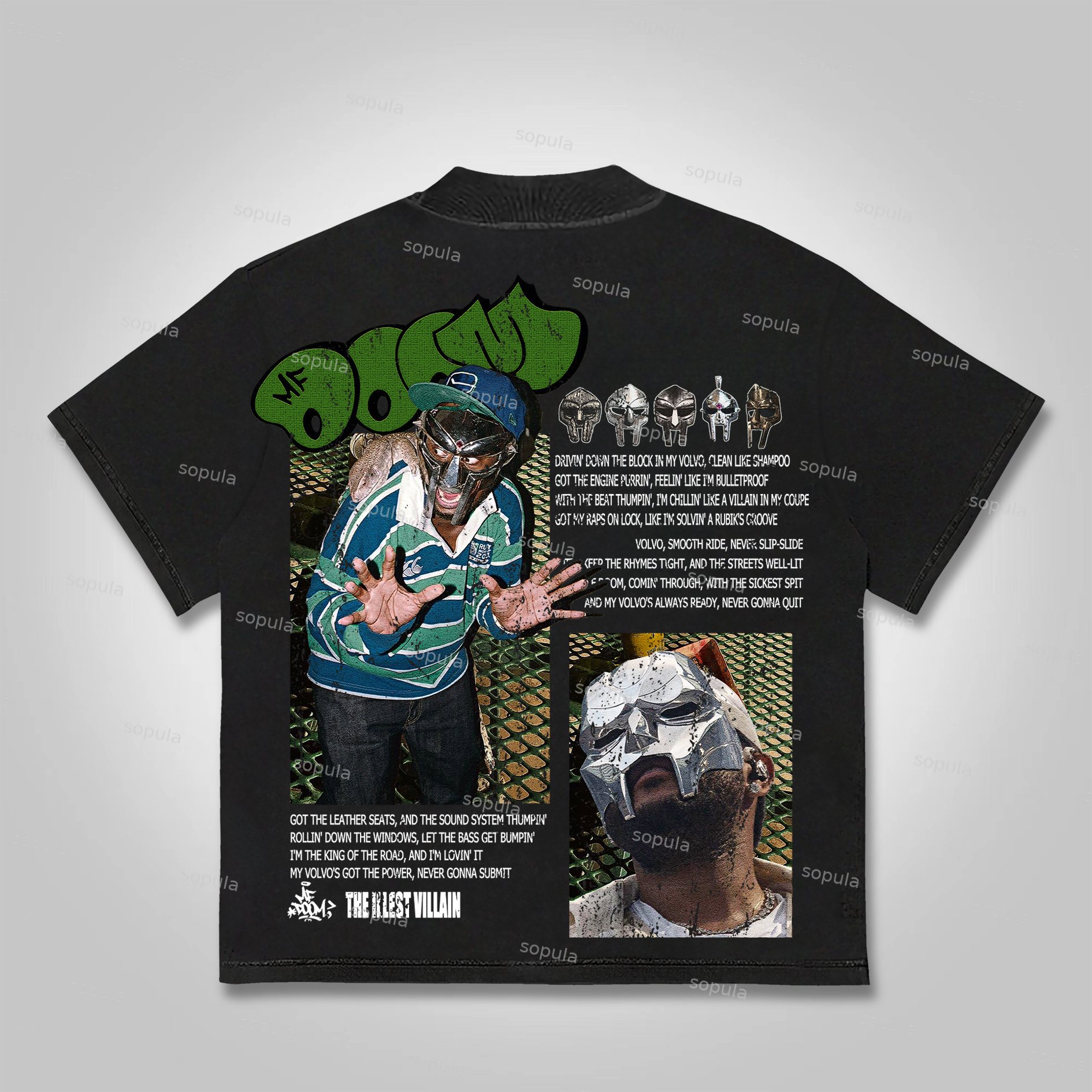 Sopula Vintage The Illest Villain Mf Doom Graphic Print Cotton T-Shirt