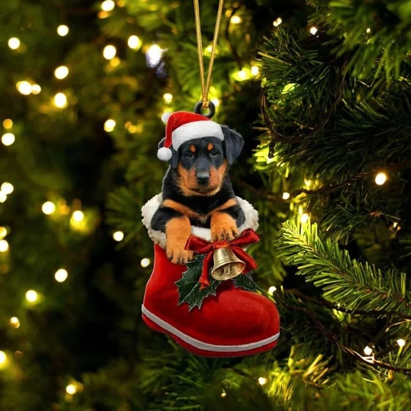 VigorDaily Beauceron In Santa Boot Christmas Hanging Ornament SB156