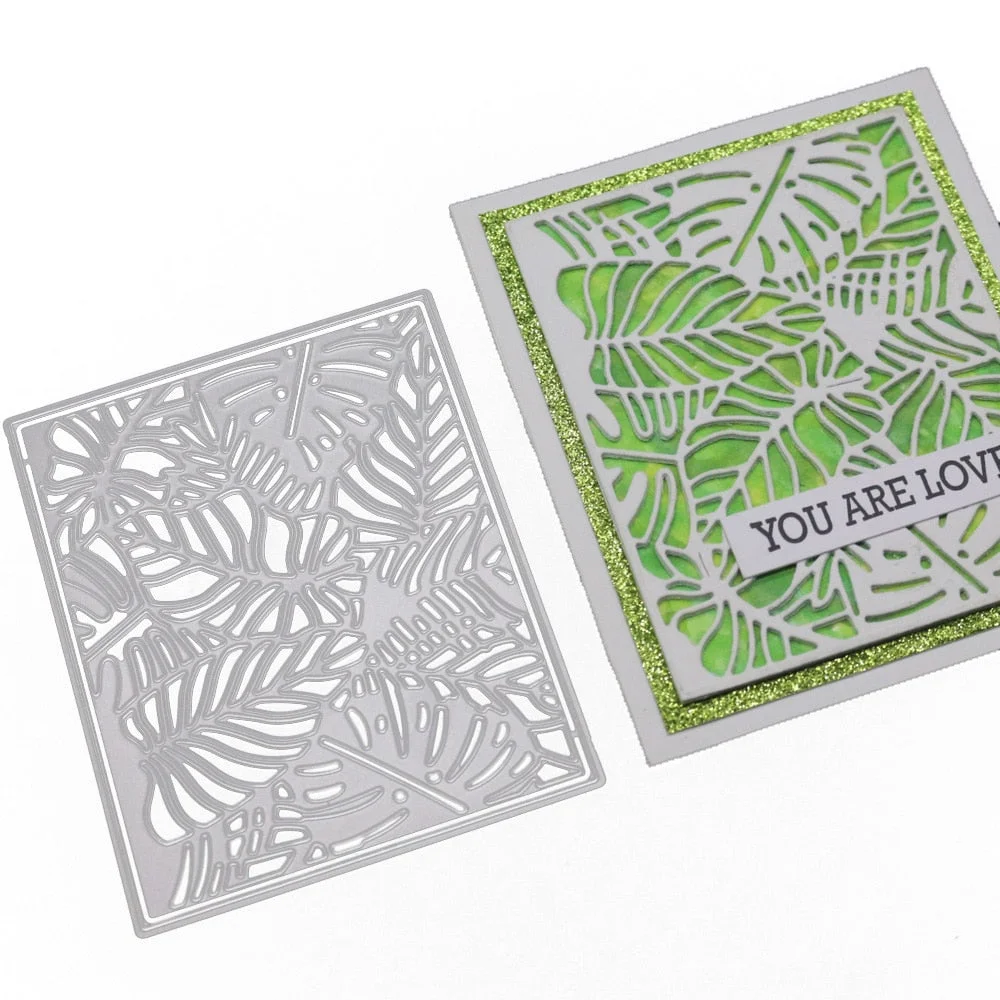 Rectangle Frame Metal Cutting Dies Tree Leaf Stencil Leaves Decoration Scrapbooking Embossing New Craft Stamps And Dies