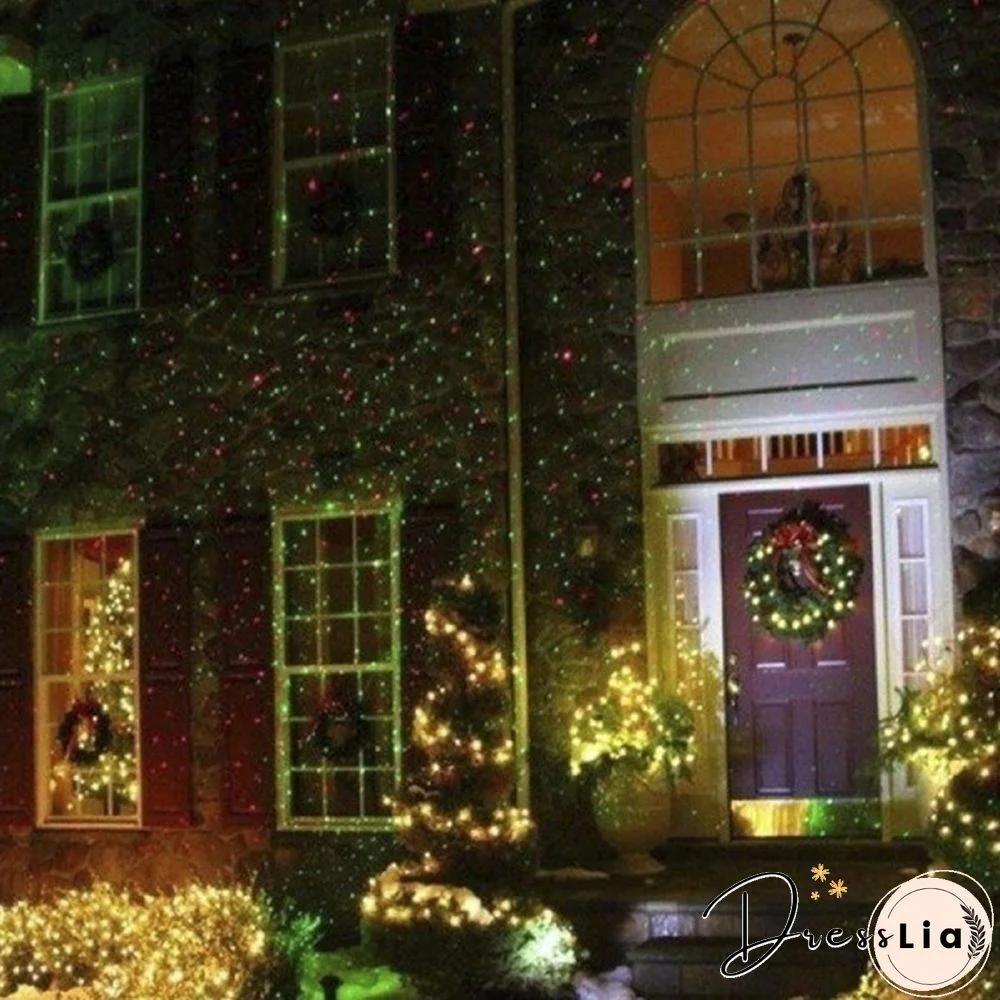 Outdoor Indoor Waterproof Green & Red Laser Projector Light for Party Landscape Garden Halloween Christmas Decoration Gift US/EU/UK/AU Plug