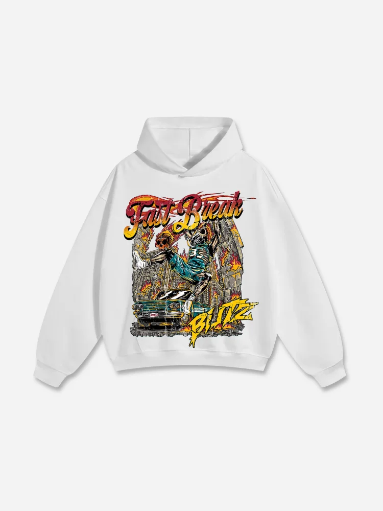 Racing Basketball Fast Break Print Cotton Hoodie