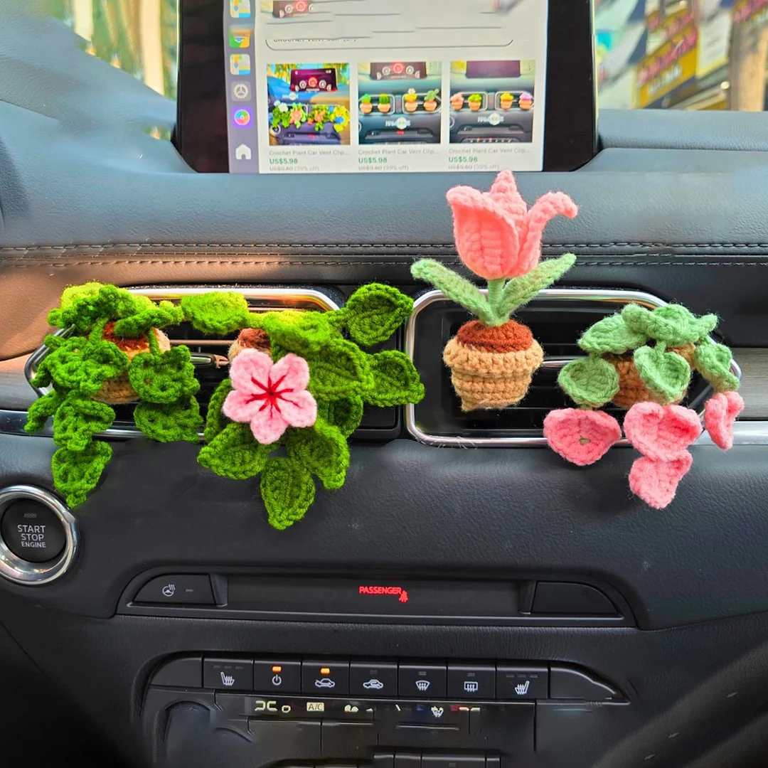 Crochet Plant Car Vent Clip